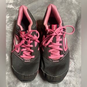 Reebok Women's Black and Pink Athletic Running Sneakers